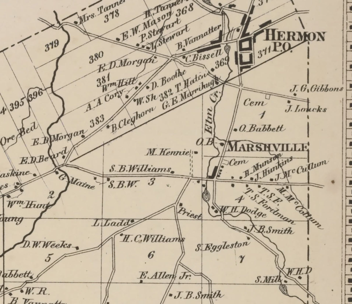 1865 Map of Hermon Township Saint Lawrence County New York