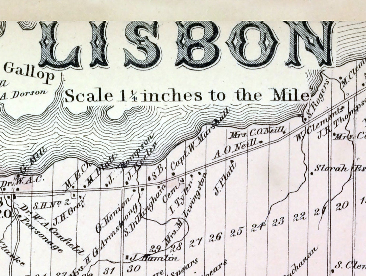 1865 Map of Lisbon Township Saint Lawrence County New York