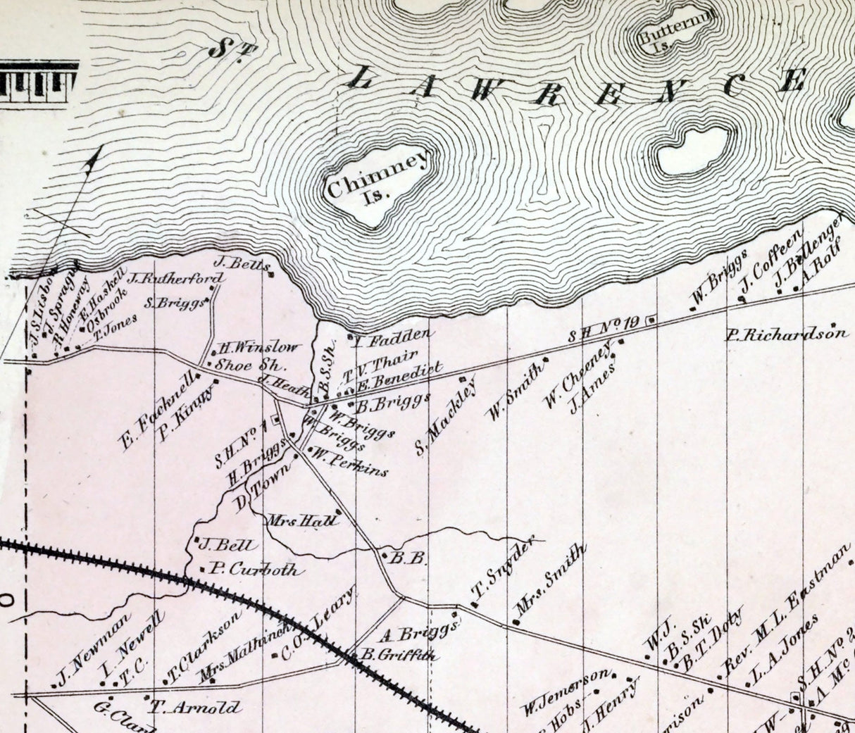 1865 Map of Lisbon Township Saint Lawrence County New York