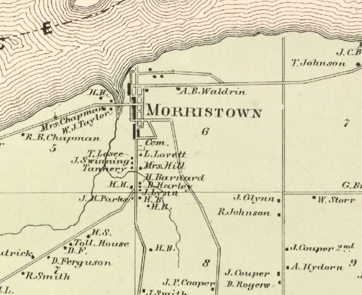 1865 Map of Morristown Township Saint Lawrence County New York