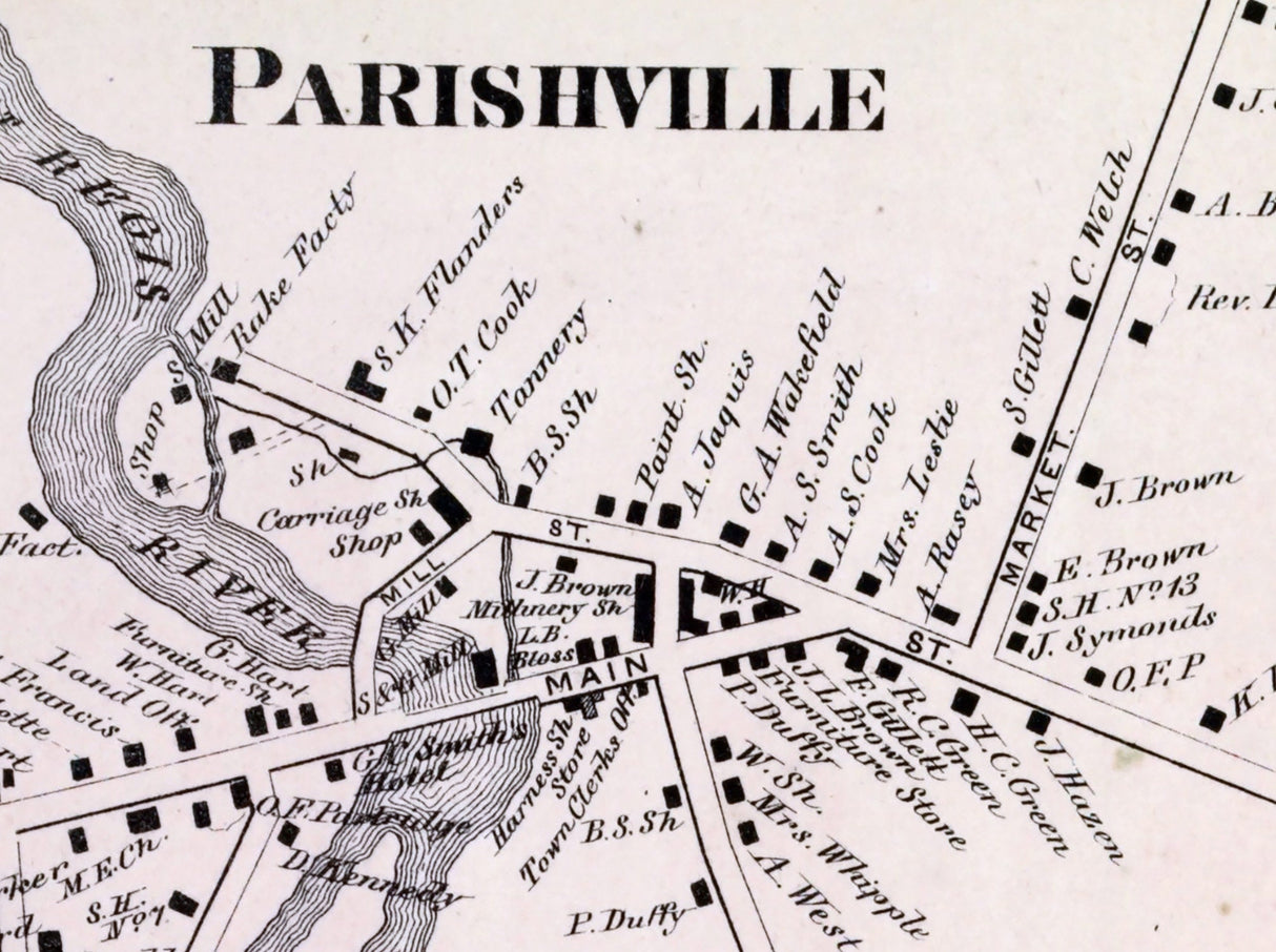 1865 Map of Parishville Township Saint Lawrence County New York