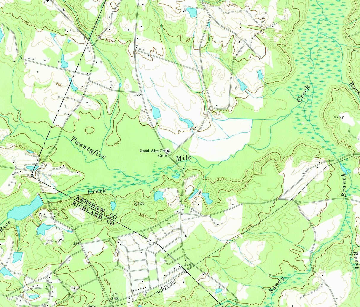 1971 Topo Map of Elgin South Carolina Quadrangle White Pond