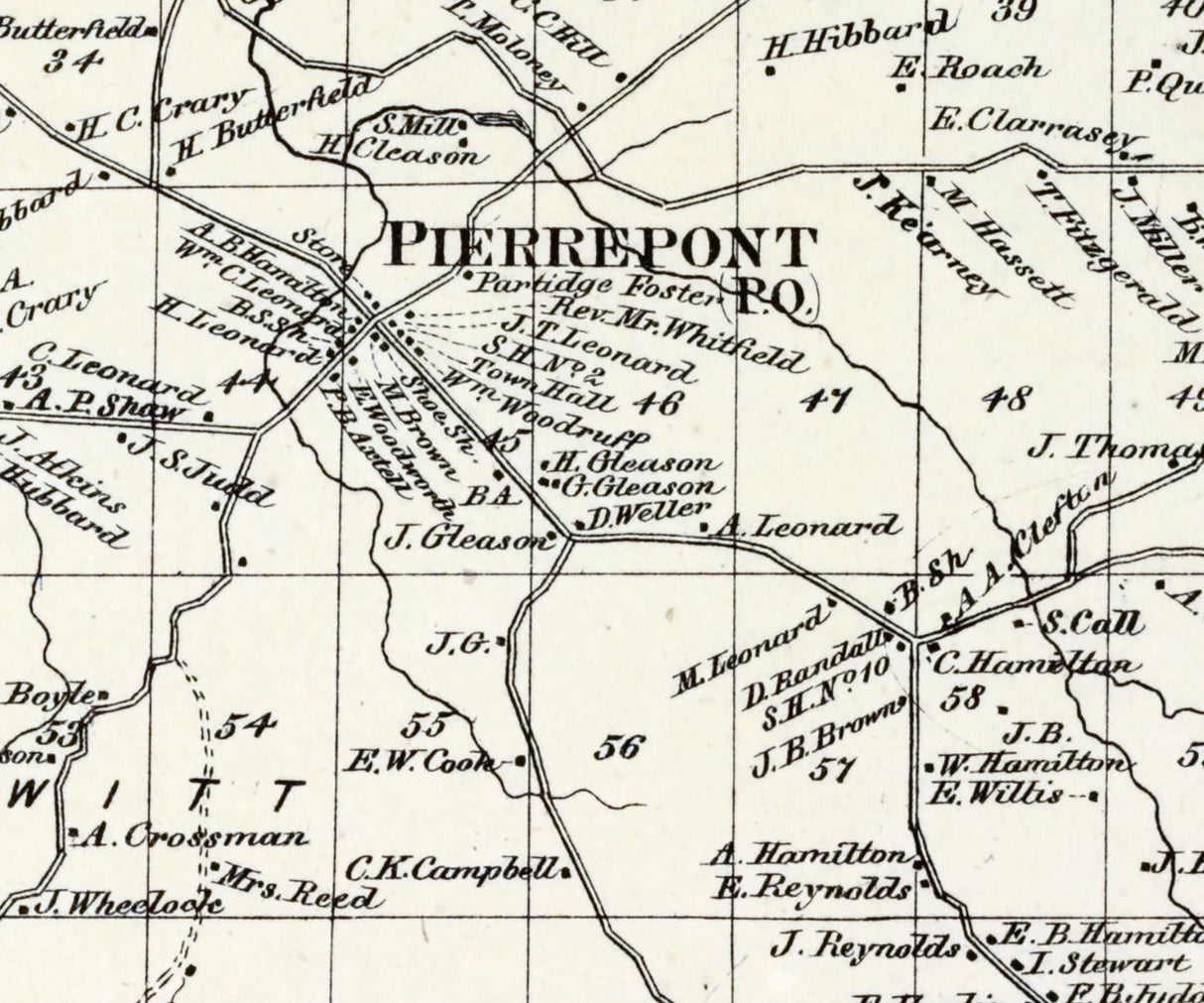 1865 Map of Pierrepont Saint Lawrence County New York