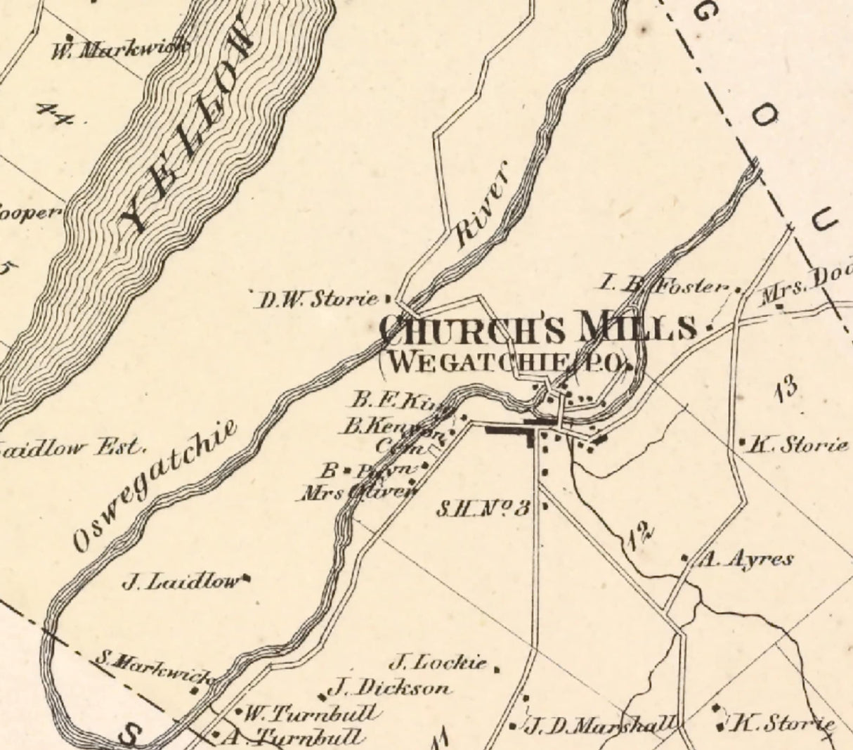 1865 Map of Rossie Township Saint Lawrence County New York