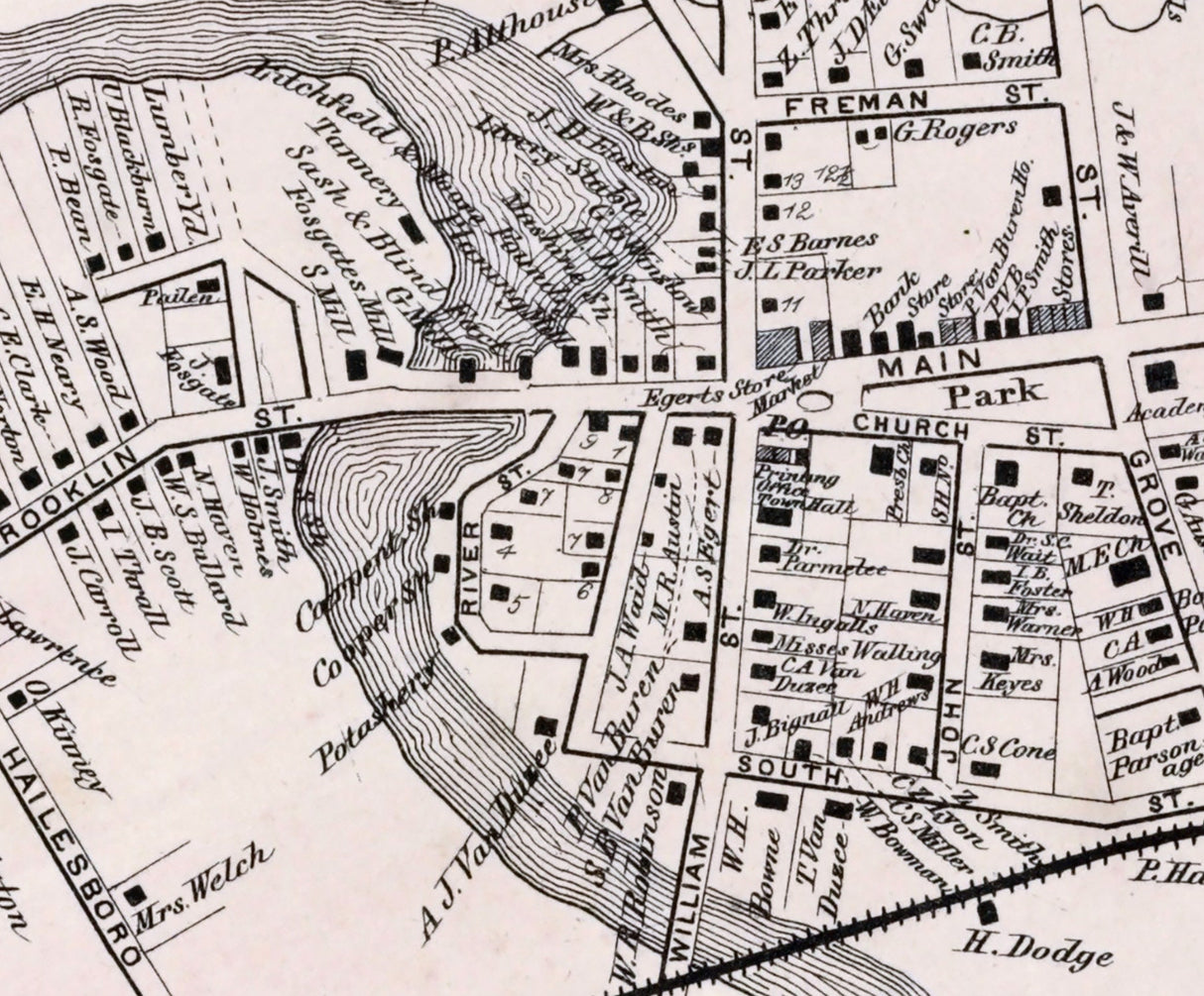 1865 Town Map of Gouverneur Saint Lawrence County New York