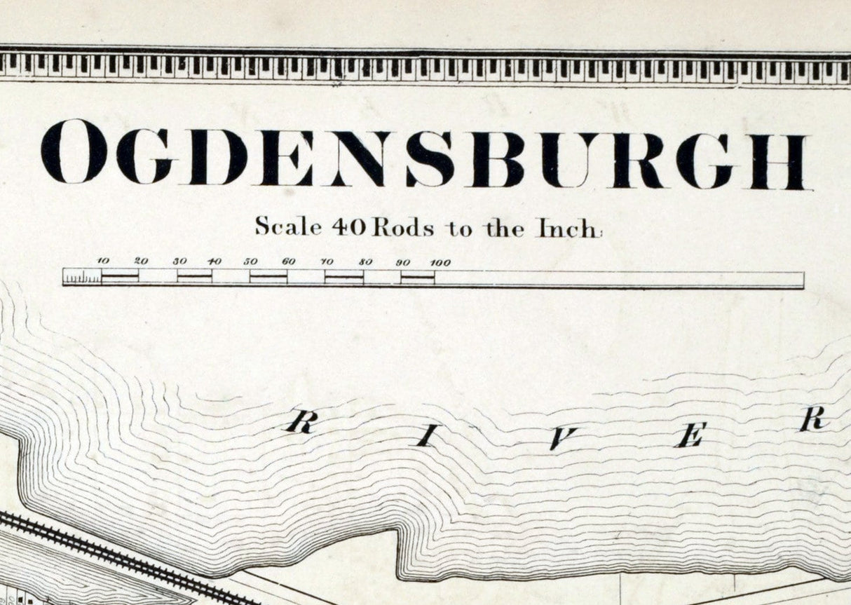 1865 Town Map of Ogdensburgh Saint Lawrence County New York