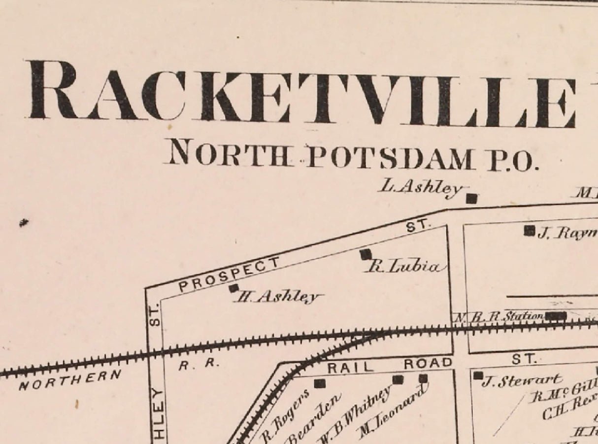 1865 Town Map of Racketville Saint Lawrence County New York