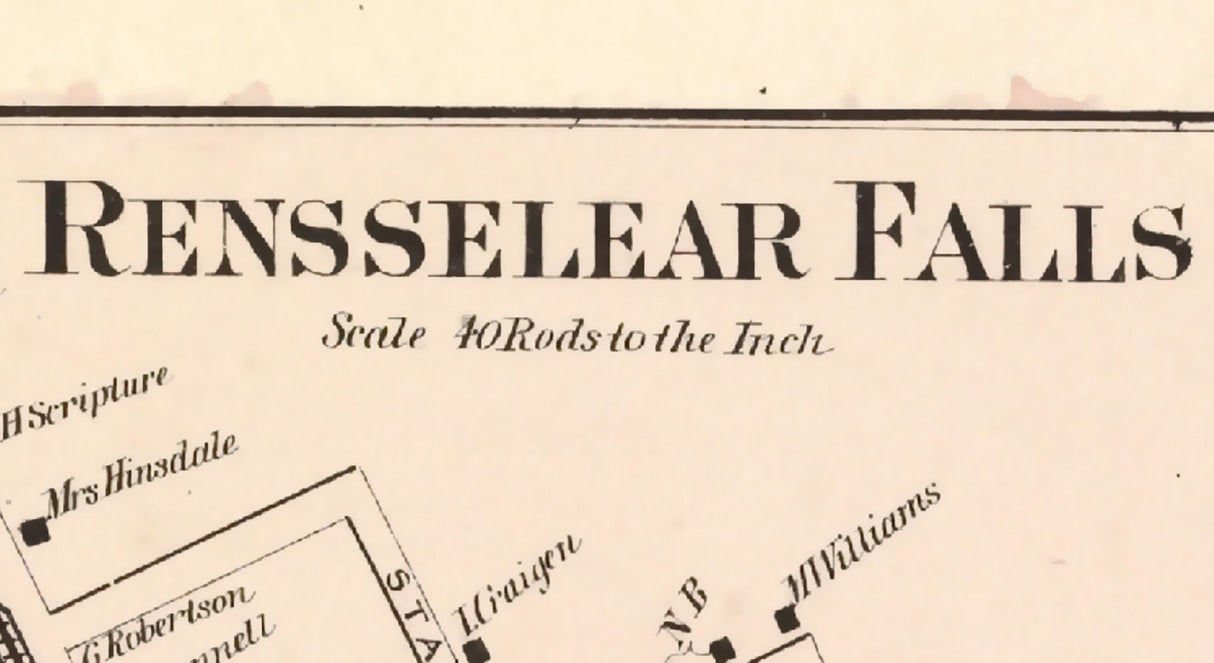 1865 Town Map of Rensselear Falls Saint Lawrence County New York