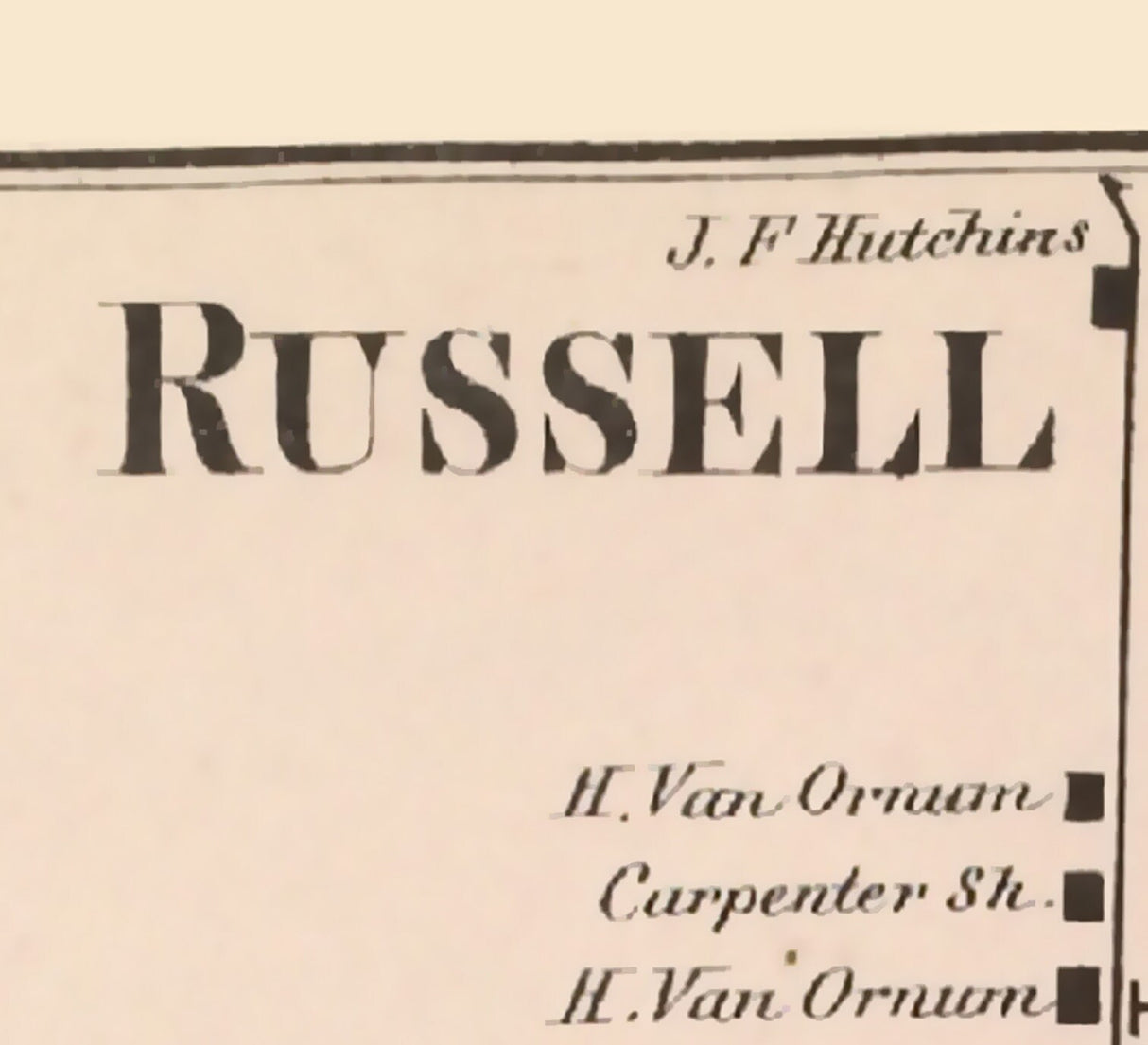 1865 Town Map of Russell Saint Lawrence County New York