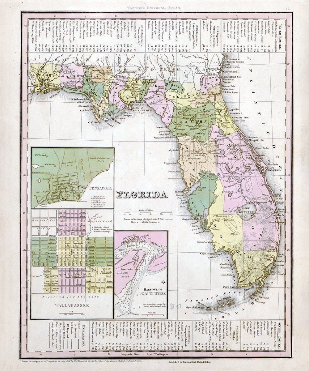 1844 Map of Florida