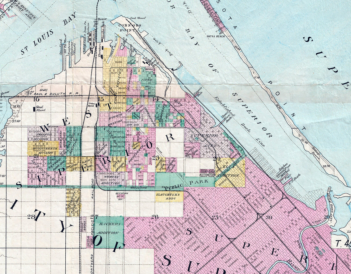 1891 Map of the City of Superior and The Head Of Lake Superior