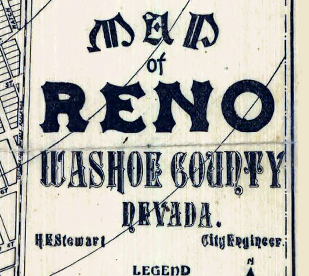 1900 Map of Reno Washoe County Nevada