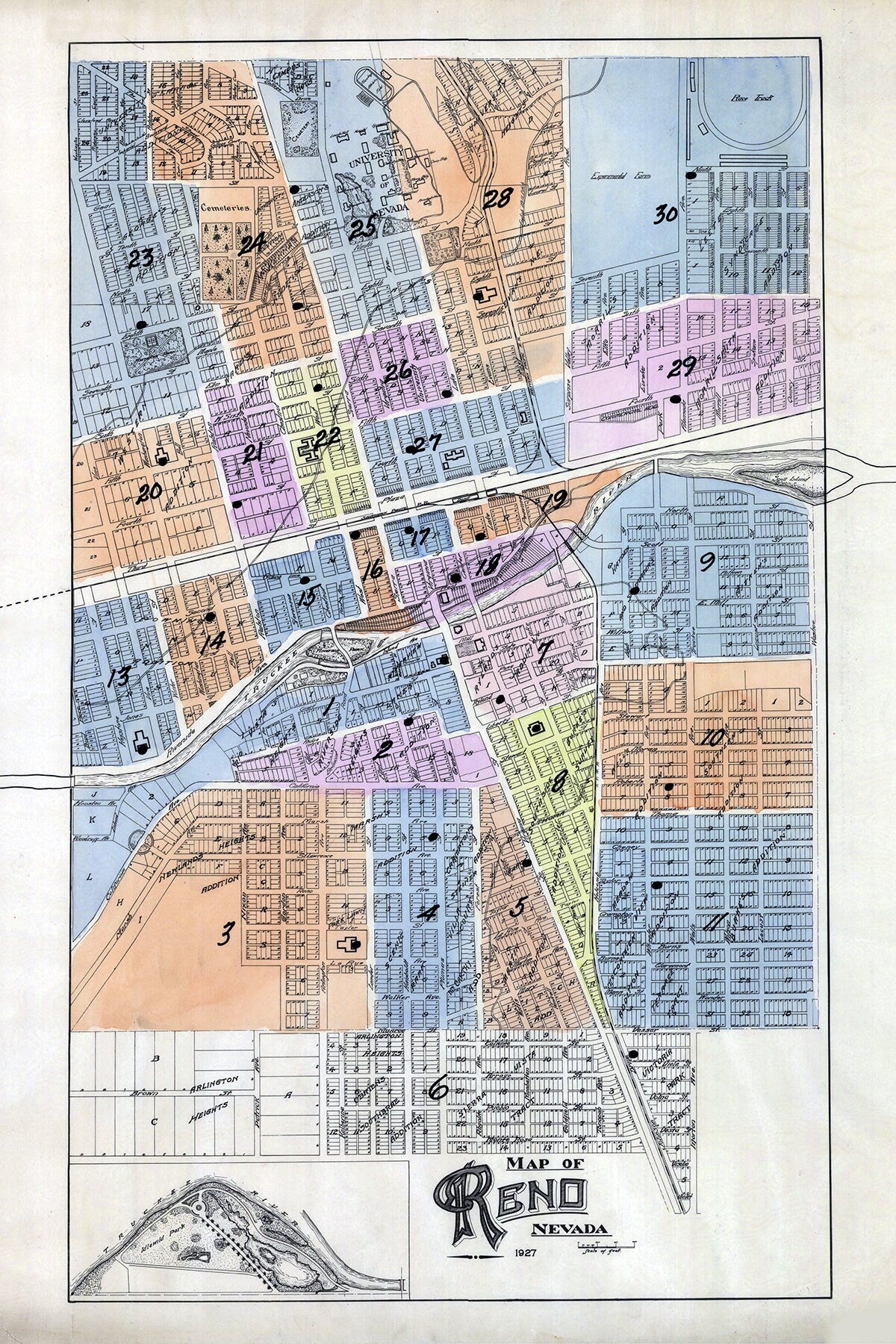 1927 Map of Reno Nevada