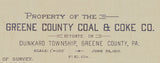 1917 Map of the Greene County Coal and Coke Company Pennsylvania