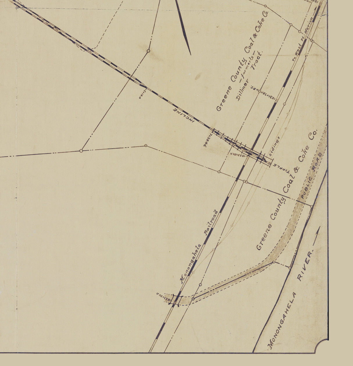 1917 Map of the Greene County Coal and Coke Company Pennsylvania