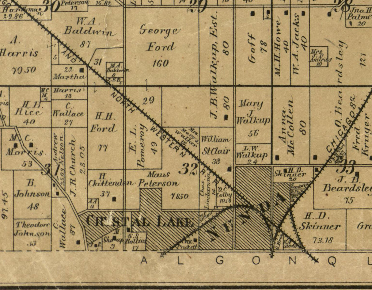 1892 Map of Nunda Township McHenry County Illinois