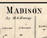 1857 Town Map of Madison Lake County Ohio