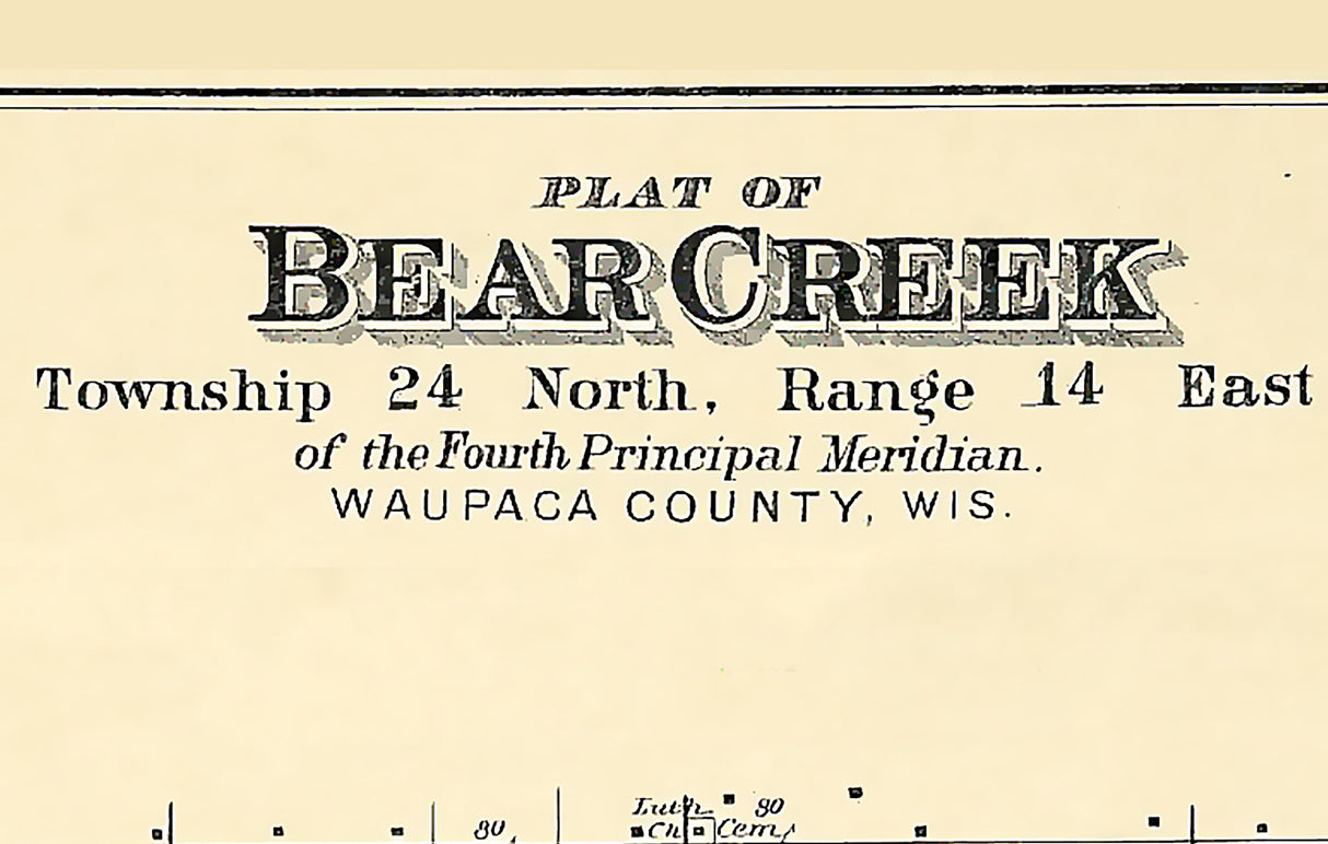 1889 Map of Bear Creek Township Waupaca County Wisconsin