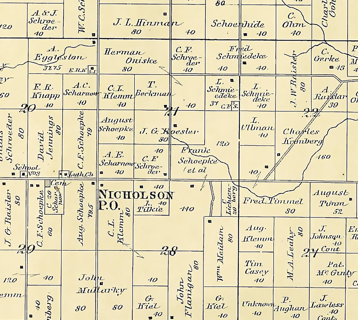 1889 Map of Bear Creek Township Waupaca County Wisconsin