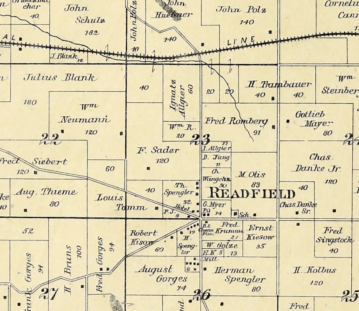 1889 Map of Caledonia Township Waupaca County Wisconsin
