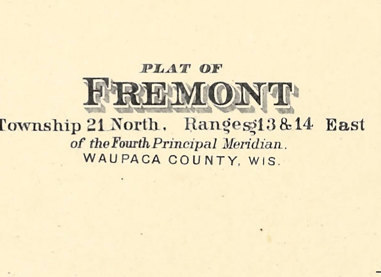 1889 Map of Fremont Township Waupaca County Wisconsin
