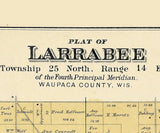 1889 Map of Larrabee Township Waupaca County Wisconsin