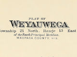 1889 Map of Weyauwega Township Waupaca County Wisconsin