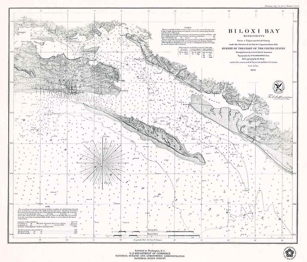 1858 Nautical Map of Biloxi Bay Mississippi