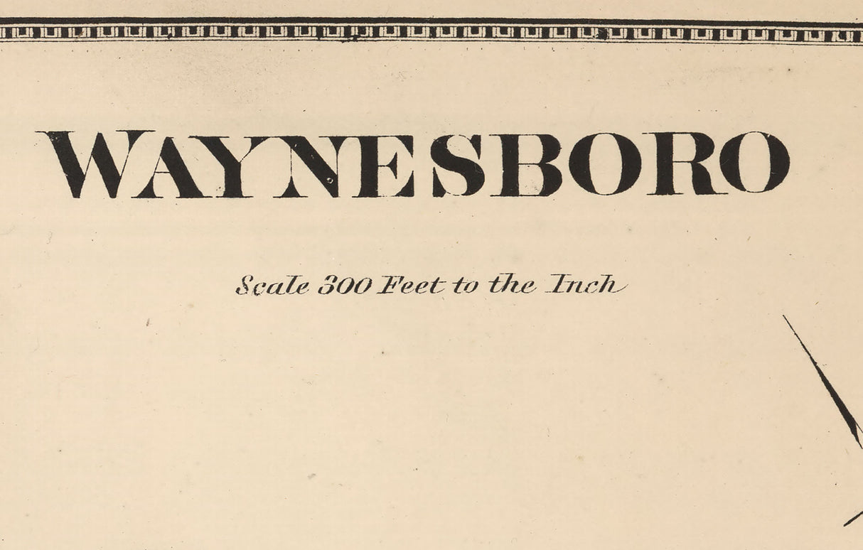 1868 Town Map of Waynesboro Franklin County Pennsylvania