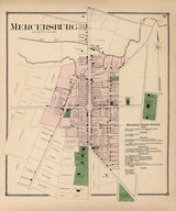 1868 Town Map of Mercersburg Franklin County Pennsylvania