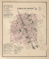 1868 Town Map of Greencastle Franklin County Pennsylvania