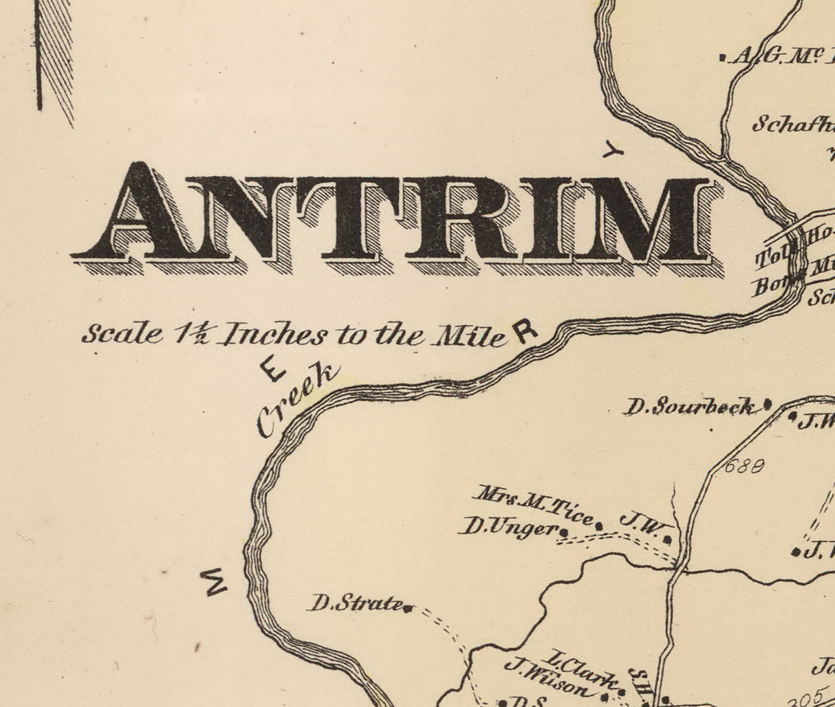 1868 Map of Antrim Township Franklin County Pennsylvania