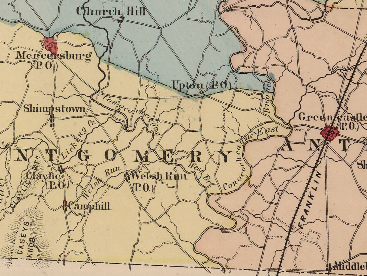 1868 Map of Franklin County Pennsylvania