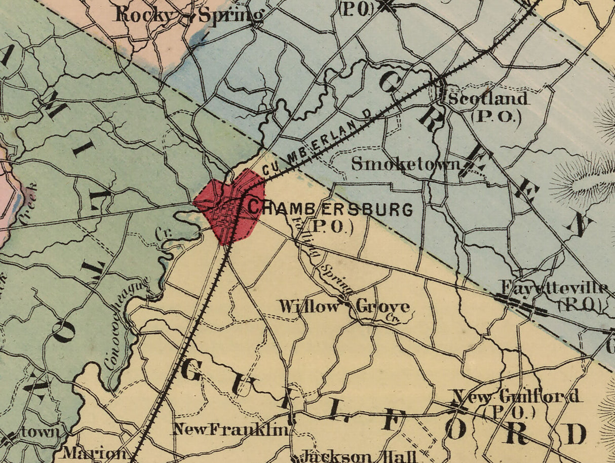 1868 Map of Franklin County Pennsylvania