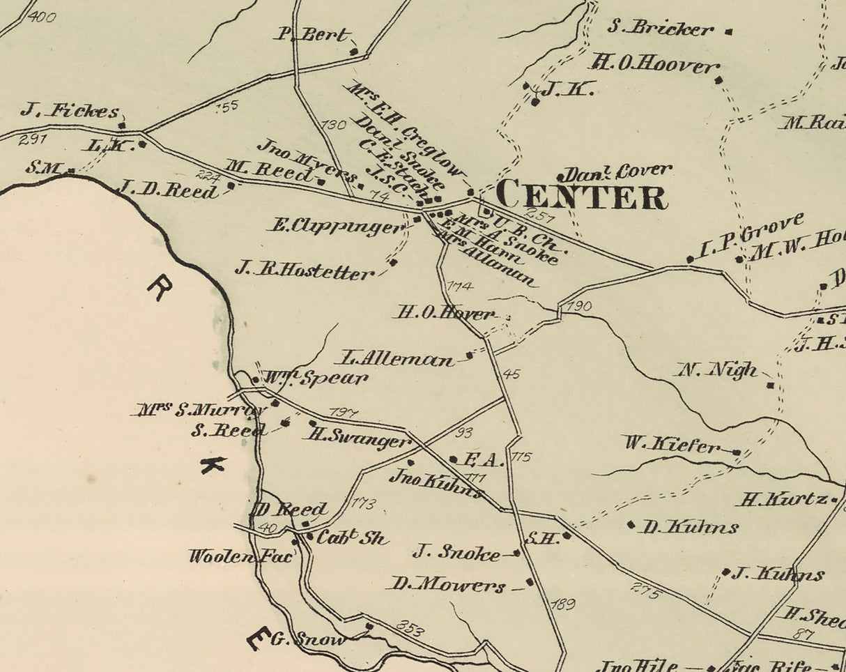 1868 Map of Lurgan Township Franklin County Pennsylvania