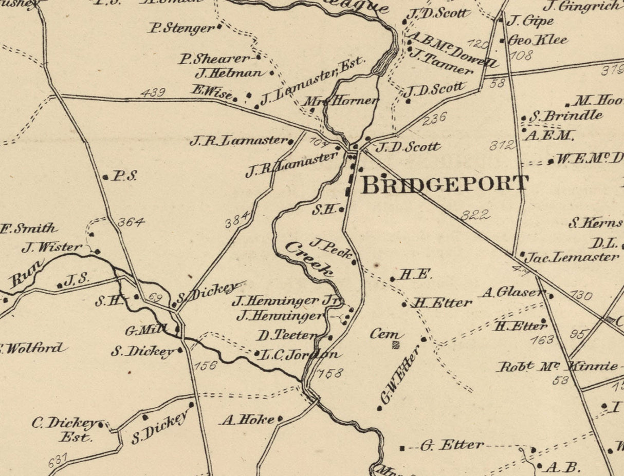 1868 Map of Peters Township Franklin County Pennsylvania