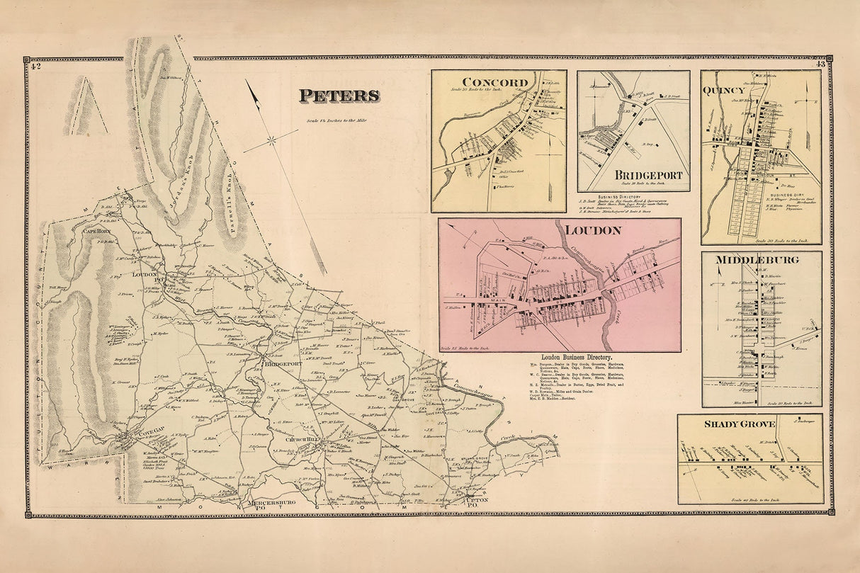 1868 Map of Peters Township Franklin County Pennsylvania