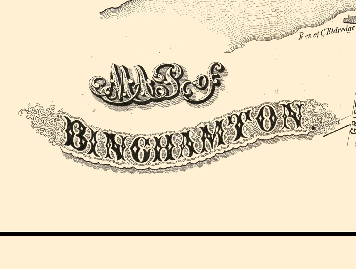 1855 Town Map of Binghamton Broome County New York
