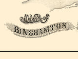 1855 Town Map of Binghamton Broome County New York