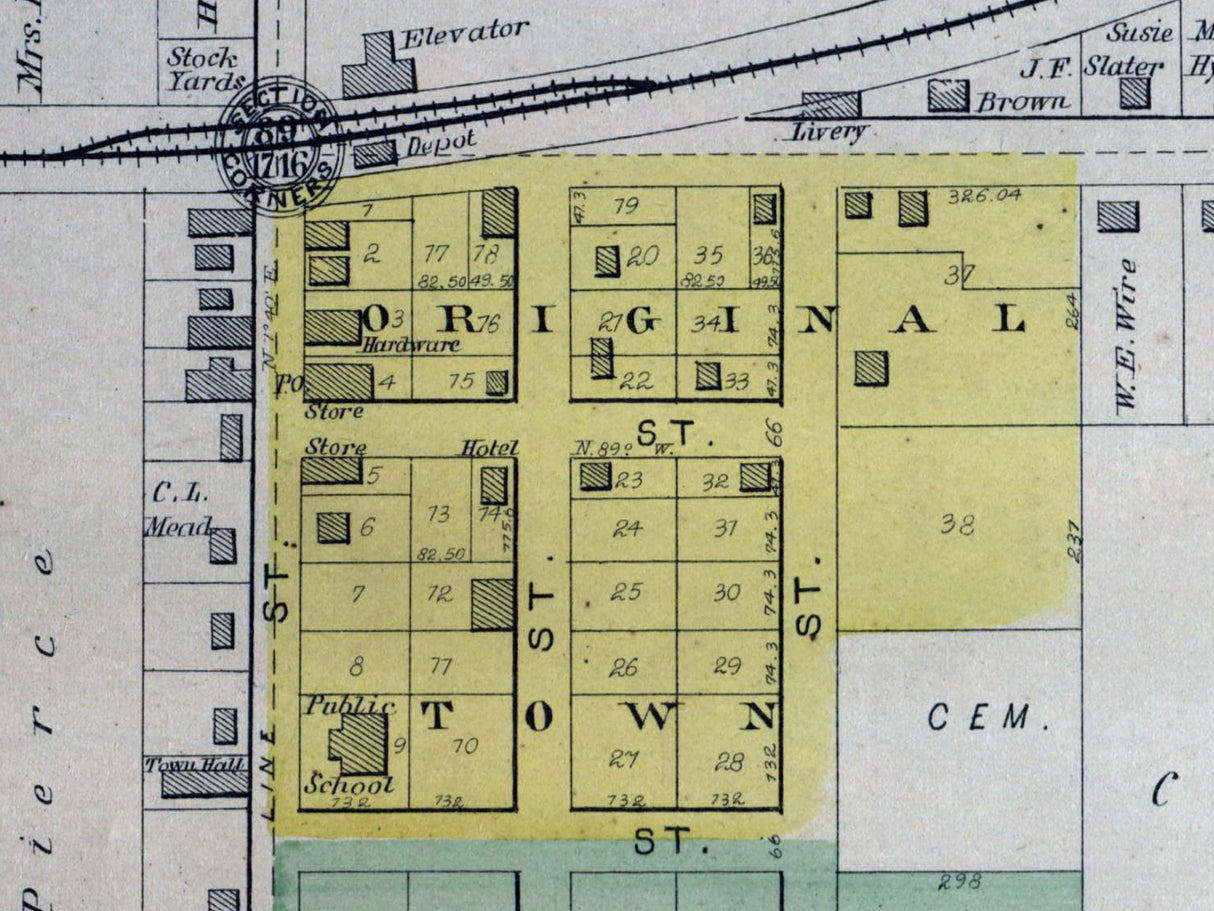 1892 Town Map of Hebron McHenry County Illinois