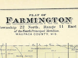 1889 Map of Farmington Township Waupaca County Wisconsin