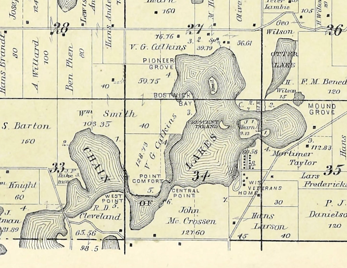 1889 Map of Farmington Township Waupaca County Wisconsin