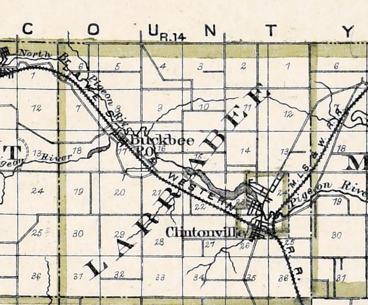 1889 Map of Waupaca County Wisconsin