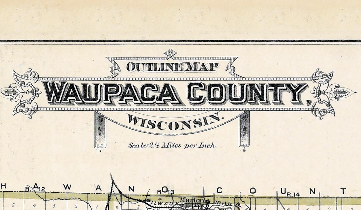 1889 Map of Waupaca County Wisconsin