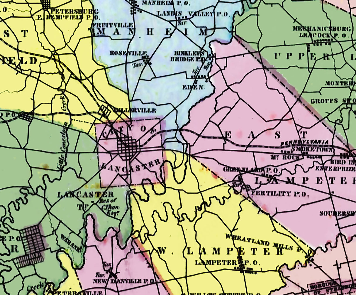 1864 Map of Lancaster County Pennsylvania