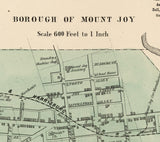 1864 Town Map of Marietta Lancaster County Pennsylvania Mount Joy