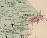 1864 Map of East and West Cocalico Township Lancaster County Pennsylvania