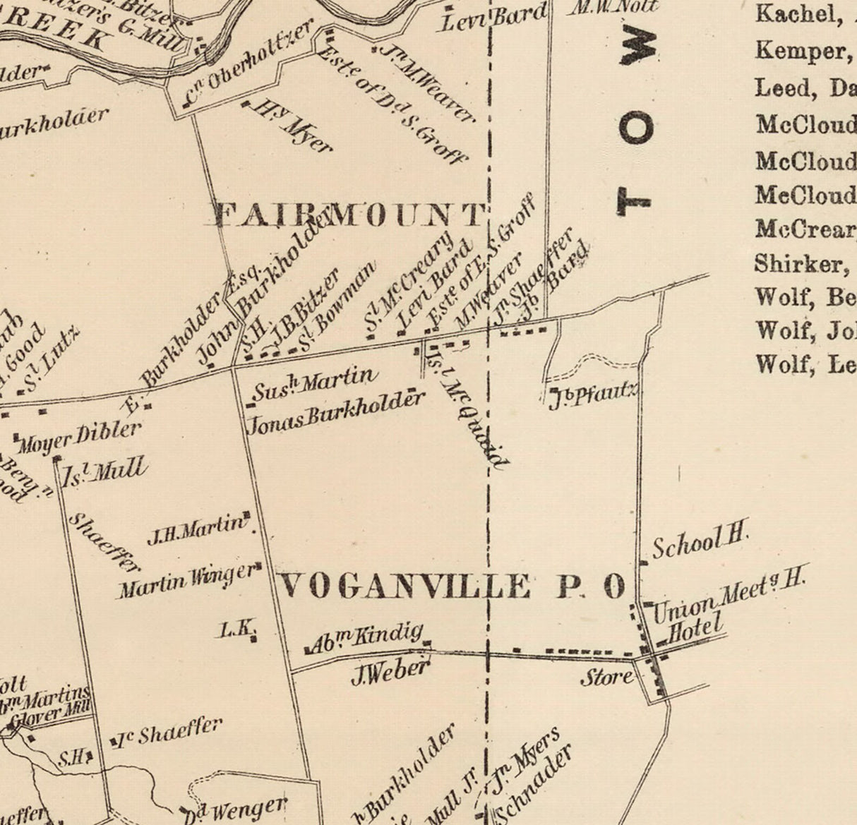 1864 Map of West Earl Township Lancaster County Pennsylvania