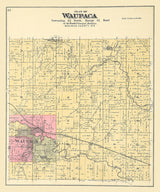 1889 Map of Waupaca Township Waupaca County Wisconsin