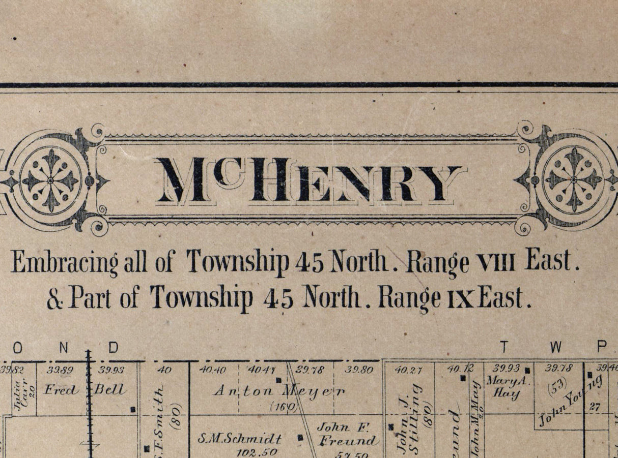 1892 Map of McHenry Township McHenry County Illinois